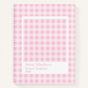 Rosa Gingham großer transparenter Rahmen Notizbuch
