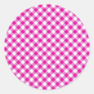 Rosa Gingham Hintergrund Rundaufkleber Runder Aufkleber