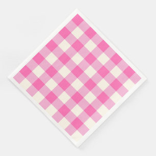 Rosa Gingham-Kariert Cottagecore Serviette