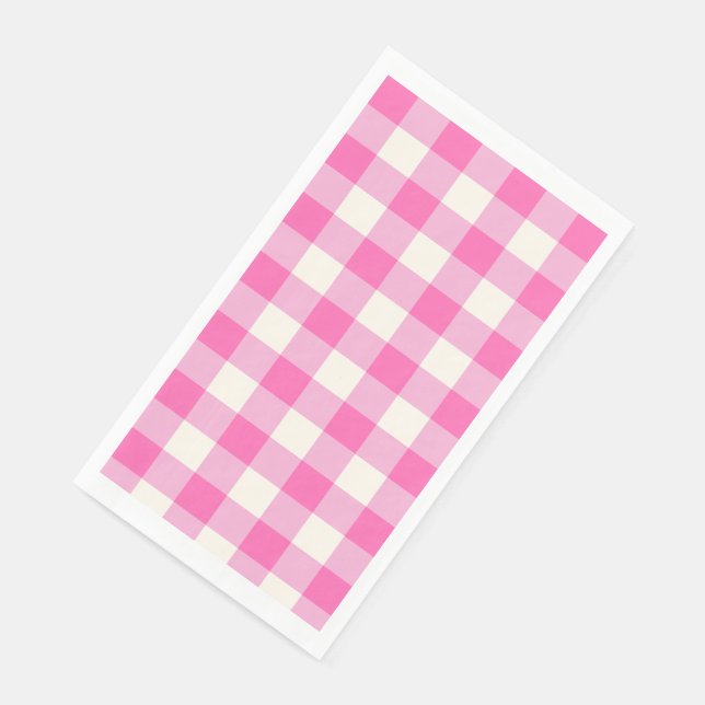 Rosa Gingham-Kariert Cottagecore Serviette (Ecke)