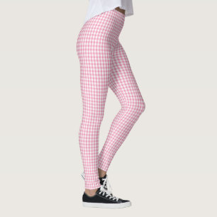 Rosa Gingham-kariertes Muster Leggings