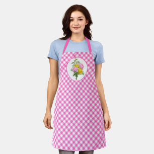 Rosa Gingham-Karo-Allover-Print  Schürze