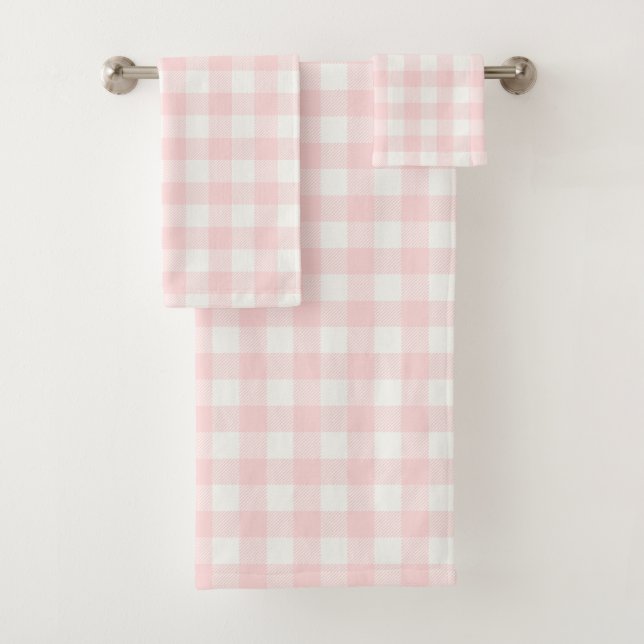 Rosa Gingham-Karo-Badetuch-Set Badhandtuch Set (Insitu)
