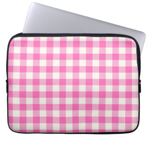 Rosa Gingham-Karo Cottagecore Laptopschutzhülle