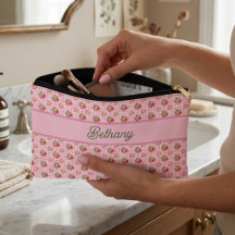 Rosa Gingham-Karo-Erdbeermuster
