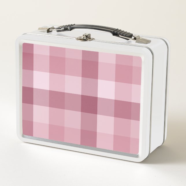 Rosa Gingham-Karo-Karo-Design Metall Brotdose (Vorderseite)