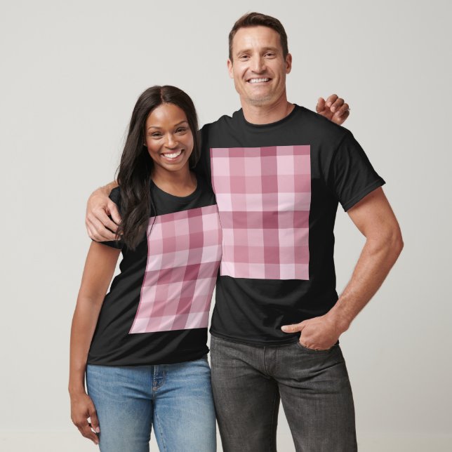 Rosa Gingham-Karo-Karo-Muster T-Shirt (Unisex)