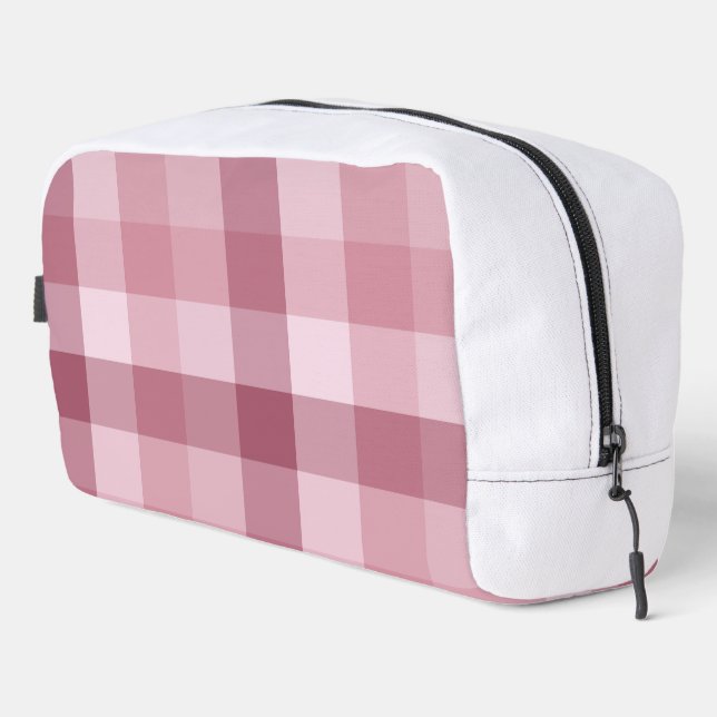 Rosa Gingham-Karo-Karodesign Waschbeutel (Rechte Ecke)