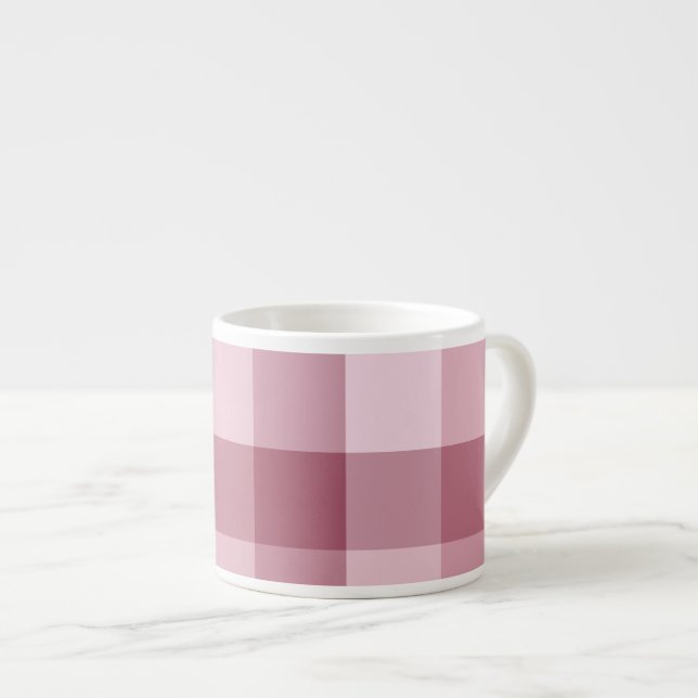 Rosa Gingham-Karo-Karomuster-Design Espressotasse (Vorderseite Rechts)