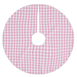 Rosa Gingham-Karo-Muster Polyester Weihnachtsbaumdecke