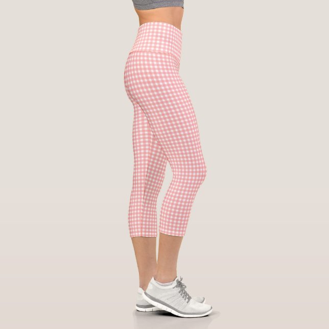 Rosa Gingham Karo Pattern Capri Leggings (Rechts)