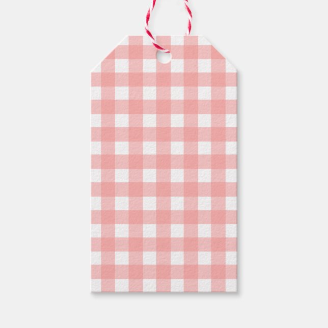 Rosa Gingham Karo Pattern Geschenkanhänger (Vorderseite)