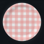 Rosa Gingham Karo Pattern Pappteller<br><div class="desc">Ein hübsches, rot-rosa Gingham-Karo-Muster auf benutzerdefinierten Party-Papier-Tellern. Dieses klassische Design ist immer im Stil und hat einen lustigen, ländlichen Stil. Sie können die Mustergröße anpassen, um die Karo kleiner oder größer zu machen, die Richtung des Musters zu ändern und jeden Text zu personalisieren. Niedliche und feminine Gestaltung zum Geburtstag, Babydusche,...</div>
