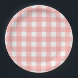 Rosa Gingham Karo Pattern Pappteller<br><div class="desc">Ein hübsches, rot-rosa Gingham-Karo-Muster auf benutzerdefinierten Party-Papier-Tellern. Dieses klassische Design ist immer im Stil und hat einen lustigen, ländlichen Stil. Sie können die Mustergröße anpassen, um die Karo kleiner oder größer zu machen, die Richtung des Musters zu ändern und jeden Text zu personalisieren. Niedliche und feminine Gestaltung zum Geburtstag, Babydusche,...</div>