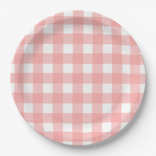 Rosa Gingham Karo Pattern Pappteller