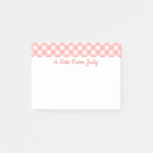 Rosa Gingham-Karomuster Post-it Klebezettel