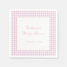 Rosa Gingham-Klassiker-Baby-Shower-Serviette
