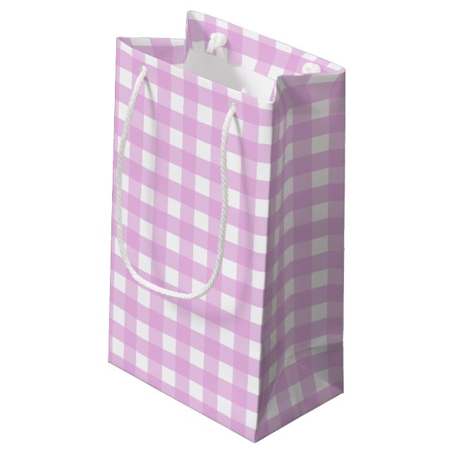 Rosa Gingham Kleine Geschenktüte (Rückseite Schrägansicht)