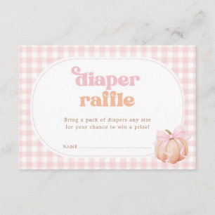 Rosa Gingham-Kürbis-Baby-Mädchen-Windel-Raffle Begleitkarte