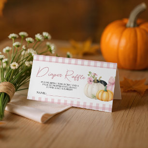 Rosa Gingham-Kürbis-Windel-Raffle-Ticketkarten Begleitkarte