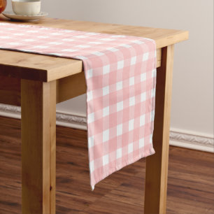 Rosa Gingham Kurzer Tischläufer