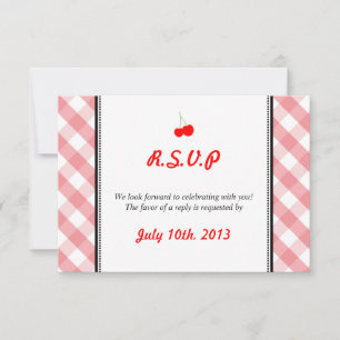 Rosa Gingham Landhochzeit Antwort RSVP