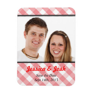 Rosa Gingham Landhochzeit Save-the-Date-Magnet Magnet