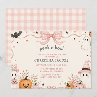 Rosa Gingham Little Boo Halloween-Baby-Party Einladung