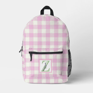 Rosa Gingham-Monogramm-Buchstabe Z Bedruckter Rucksack