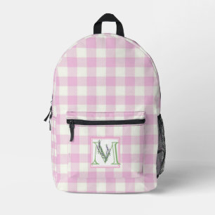 Rosa Gingham-Monogramm-Buchstaben M Bedruckter Rucksack