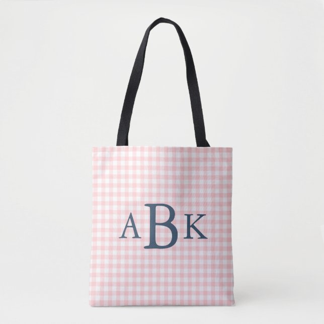 Rosa Gingham-Monogramm Tasche (Vorderseite)