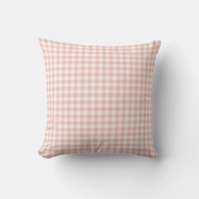 Rosa Gingham-Muster-Kissen im Freien Kissen Für Draußen (Vorderseite)