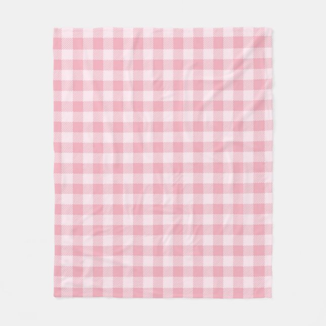 Rosa Gingham-Muster Mädchenhaft Kariert Kariert Fleecedecke (Vorderseite)
