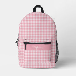 Rosa Gingham-Muster Mädchenhaft Kariert Karomuster Bedruckter Rucksack
