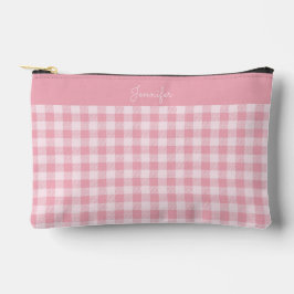 Rosa Gingham-Muster Mädchenhaft Kariert Karomuster Zubehörtasche