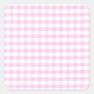 Rosa Gingham-Muster Quadratischer Aufkleber