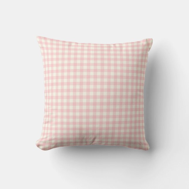 Rosa Gingham-Muster-Wurfs-Kissen Kissen (Vorderseite)