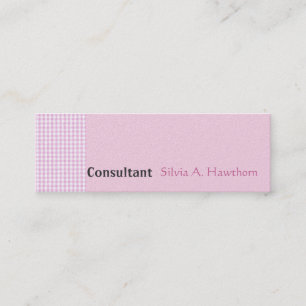Rosa Gingham-Muster-Zitat Raum Minimal Vintage Mini Visitenkarte