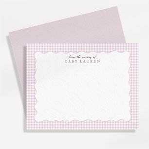 Rosa Gingham Preppy Wellenrahmen Notizkarte fürs K Einladung