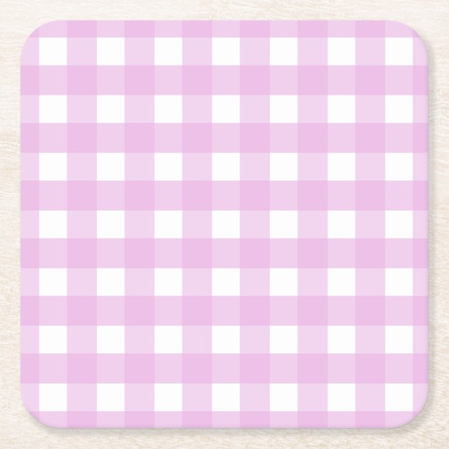 Rosa Gingham Rechteckiger Pappuntersetzer (Vorderseite)