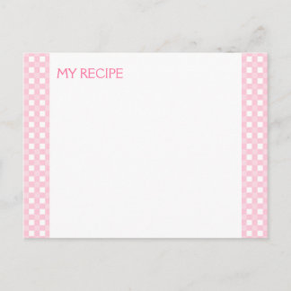 Rosa Gingham Recipe Cards Postkarte