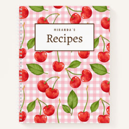 Rosa Gingham & Red Cherry Notizbuch