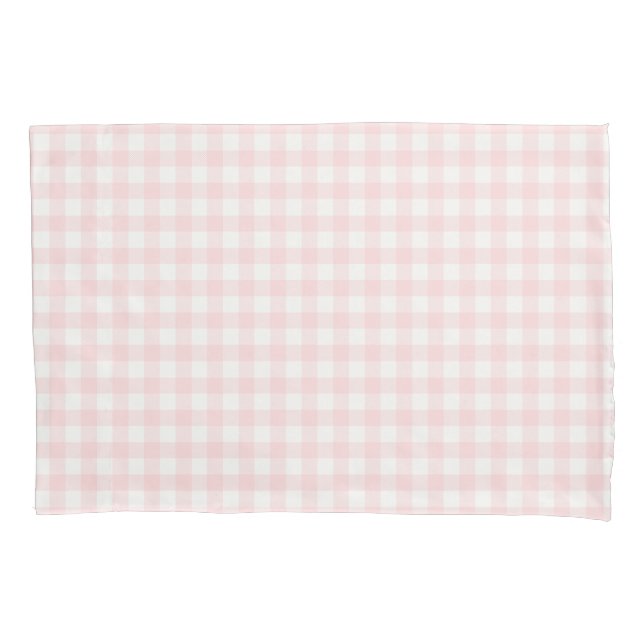 Rosa Gingham Rosa und weißer Karo Kissenbezug (Vorderseite)