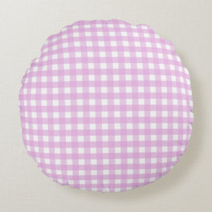 Rosa Gingham Rundes Kissen
