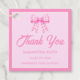 Rosa Gingham-Schleife Abschlussfeier Geschenkanhänger