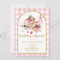 Rosa Gingham-Schleife Coquette Waffel Geburtstagsb