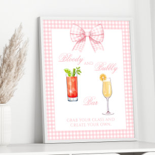 Rosa Gingham-Schleife Vornehme Cocktailbar Schild