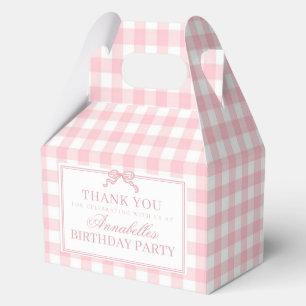 Rosa Gingham-Schmetterlings-Schleifen-Geburtstags- Geschenkschachtel