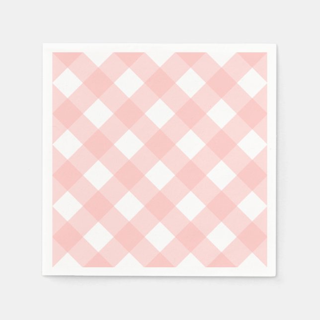 Rosa Gingham-Servietten Serviette (Vorderseite)
