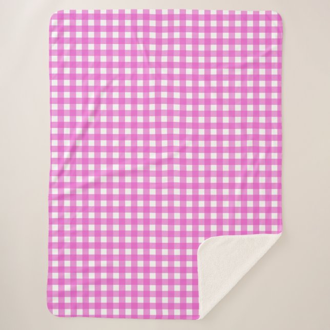 Rosa Gingham Sherpadecke (Vorderseite)